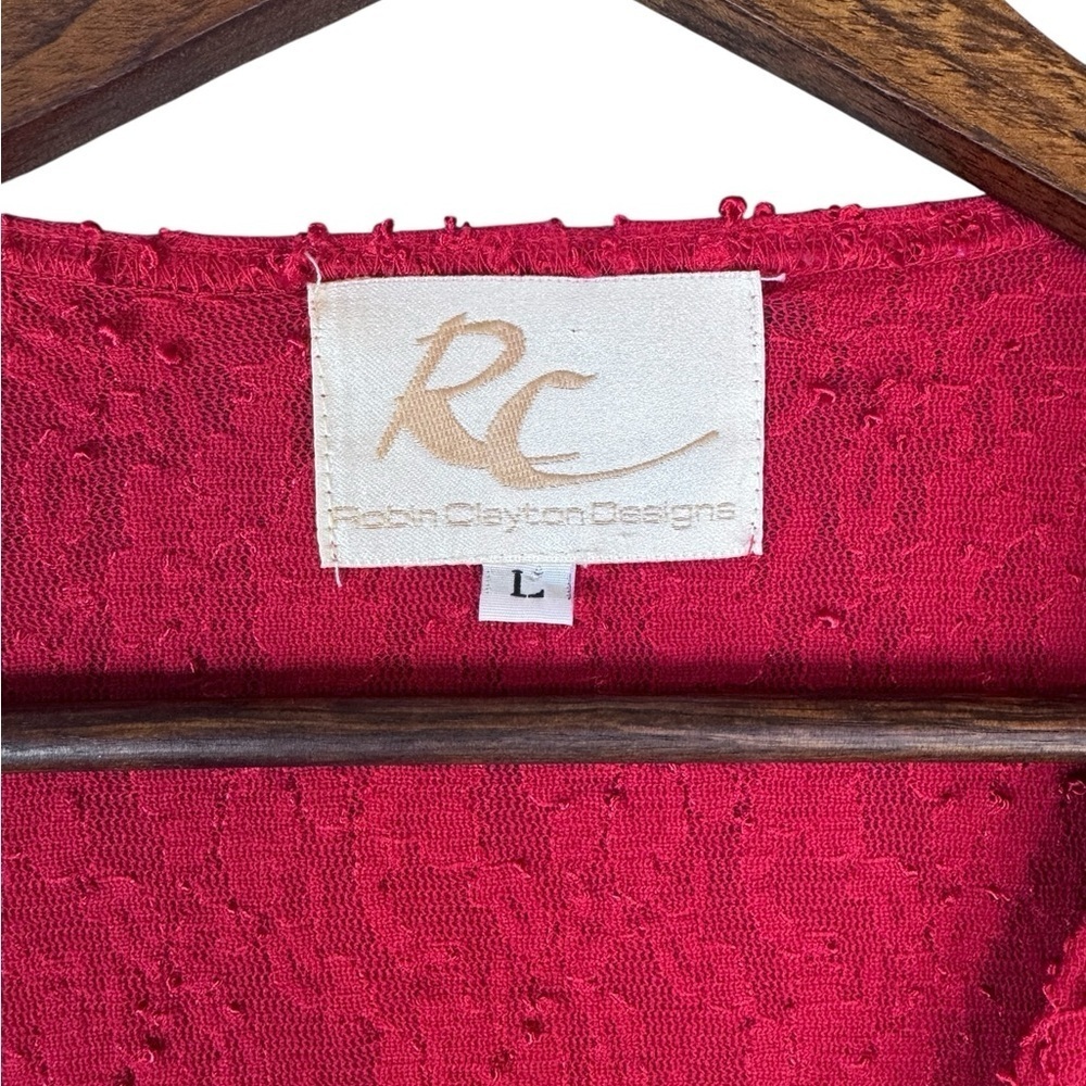 Vintage Robin Clayton Designs Festive Holiday Embroidered Red Shirt Woman’s L - Picture 5 of 14